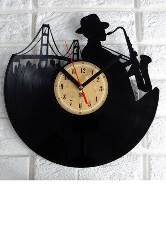 Zegar z płyty winylowej Jazzowy